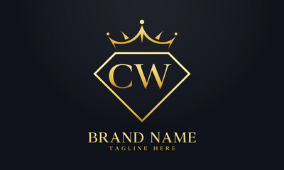 Diamond crown vector. Luxury queen logo for jewelry vector with letters