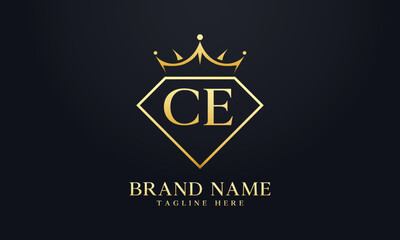 Diamond crown vector. Luxury queen logo for jewelry vector with letters