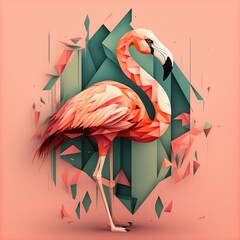 Geometric Flamingo Abstract (generative AI)