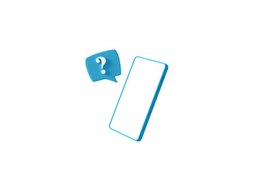 Blue sign and smartphone on white background, 3d rendering