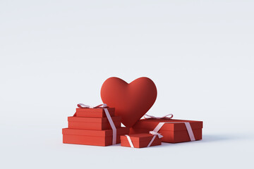 Gift box with heart, 3drendering