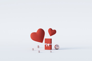 Gift box with heart, 3drendering