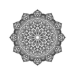 Decorative mandala for Mehndi, wedding, tattoo, islam. Hand drawn pattern. Coloring book page.