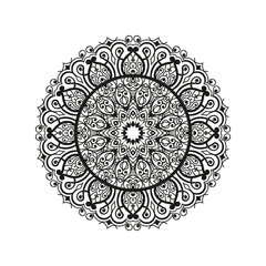 Decorative mandala for Mehndi, wedding, tattoo, islam. Hand drawn pattern. Coloring book page.