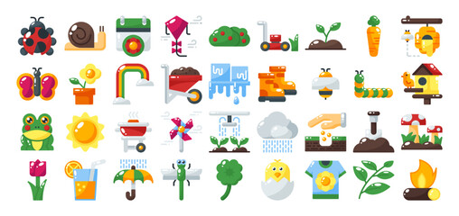 Fototapeta premium spring icon set. vector illustration for web, computer and mobile app. flat style icon