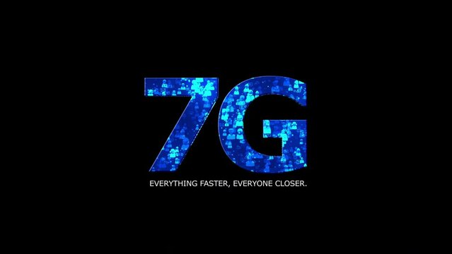 Everything Faster, Everyone Closer. 7G Technology Visualization. 3d Animation.