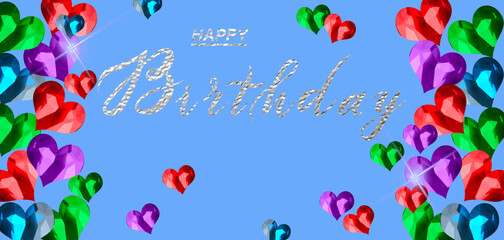 Beautiful happy birthday card. For adults and children. 3d illustration