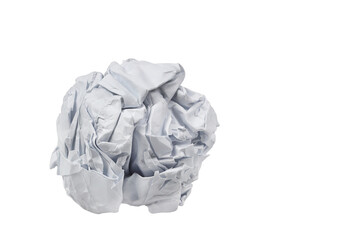 A piece of crumpled white paper isolated on transparent background png file