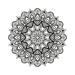 Decorative mandala for Mehndi, wedding, tattoo, islam. Hand drawn pattern. Coloring book page.