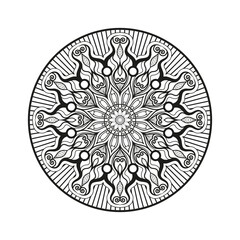 Decorative mandala for Mehndi, wedding, tattoo, islam. Hand drawn pattern. Coloring book page.