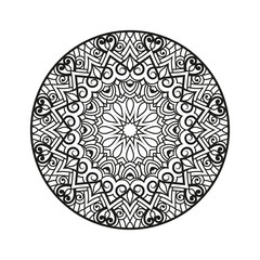 Decorative mandala for Mehndi, wedding, tattoo, islam. Hand drawn pattern. Coloring book page.