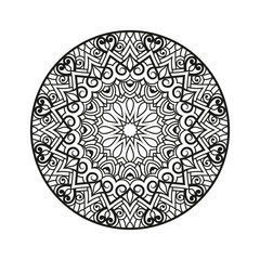 Decorative mandala for Mehndi, wedding, tattoo, islam. Hand drawn pattern. Coloring book page.