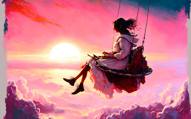 woman in dress on the beach