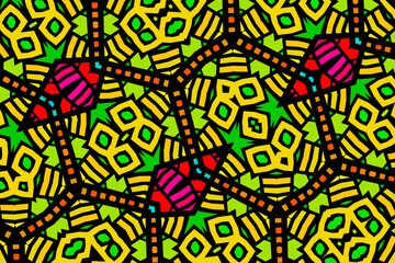 Colored African fabric - Seamless and textured pattern, illustration
