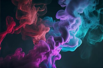 Fototapeta premium Smoke, dark background with colored lights, Ai