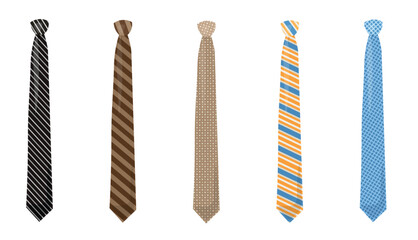 Set of neckties on white background