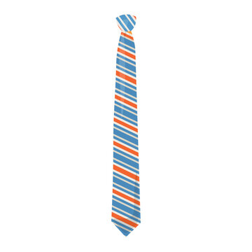 Striped necktie on white background