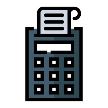 calculator machine with receipt, flat design clip art preview