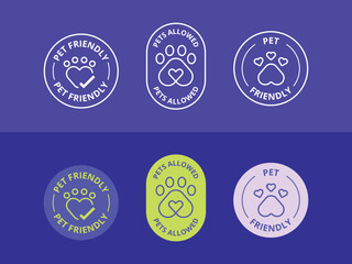 Pet-friendly label. Pet allowed badge vector illustration. Sign design for shop and advertising banners.