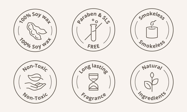 Scented candle-certified label. Special features symbol. Aroma candle badge vector illustration. Perfect sign design for shop and sale banners.