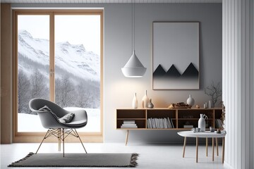 Scandinavian Interior Wall Mockup: Clean, Minimalist & Modern with Textile & Wood Textures