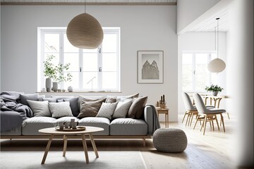 Scandinavian Interior Wall Mockup: Clean, Minimalist & Modern with Textile & Wood Textures