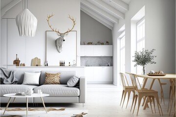Scandinavian Interior Wall Mockup: Clean, Minimalist & Modern with Textile & Wood Textures