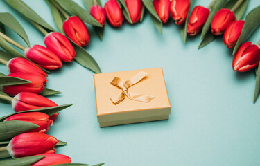 card with red tulips