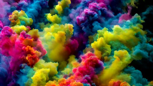abstract colorful watercolor hand drawn background. Fantasy sky with colorful smokes. Seamless and infinity looping video animation background. Live wallpaper or screen saver video.