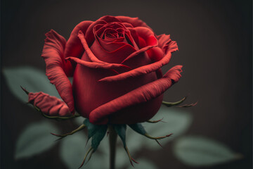 red rose on blurry background, generative ai
