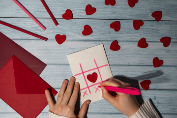 Valentines Day. Instructions for making valentine cards. Text YOU WON MY HEART and tic tac toe game...