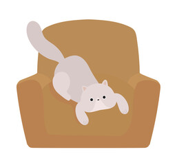 cat playing on chair