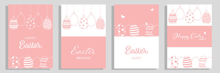 Happy Easter greeting cards set.
