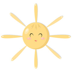Cartoon sun, vector, cute kawaii style