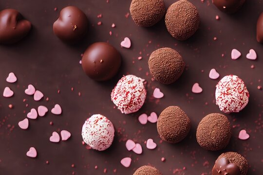 Valentine's Day Valentine Chocolate Chocolates Candy Candies Heart Hearts Shape Shaped Love Romantic Red Pink Seamless Texture Pattern Tiled Repeatable Tessellation Background Image