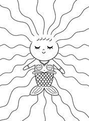 long hair mermaid coloring page