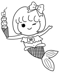 mermaid and ice cream coloring page	