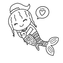 cute mermaid and fish