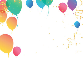 Lettering Happy Birthday To You white background. Holiday decorations with balloons, pennants and confetti. Greeting card can be used for congratulation, posters and banners.