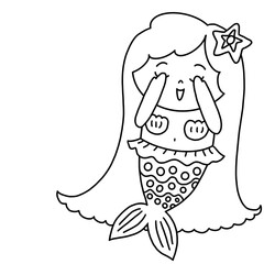 mermaid close her eye coloring page	