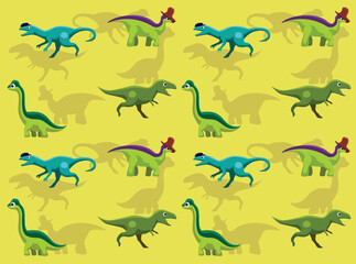 Dinosaur Side View Cartoon Character Dilophosaurus Lambeosaurus Brachiosaurus Tyrannosaurus Seamless Wallpaper Background