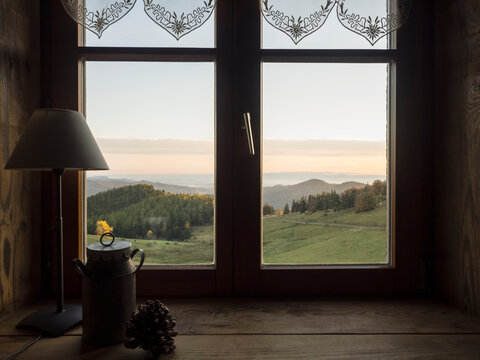 Fototapeta Scenic view of mountain from Ferme Auberge de Kahlenwasen, Vosges, France,