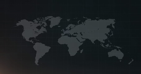 Composition of world map over black background