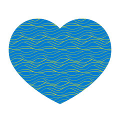 Fototapeta na wymiar Blue Heart with Waves