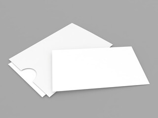 Business card blank mockup on grey background. 3d render illustration.