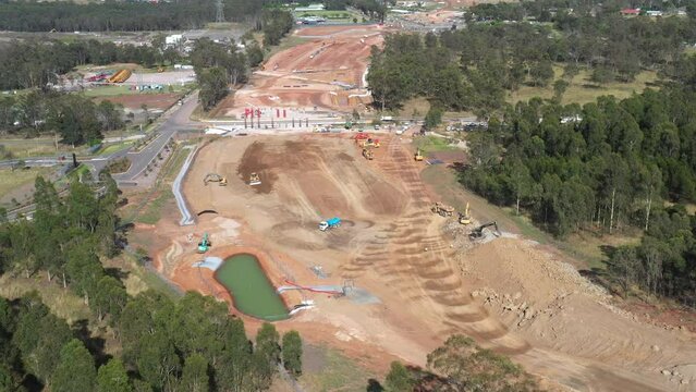 Heavy Construction work on the new M12 highway for the new Western Sydney International Airport, Australia