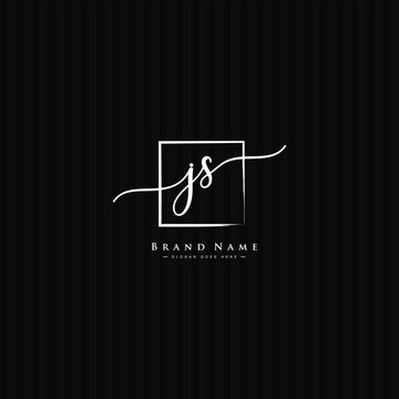 JS Initial Logo in Signature Style for Photography and Fashion Business - Hand Drawn Signature Logo Vector