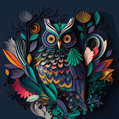 Obraz premium scandinavian folk pattern owl