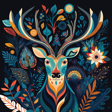 Scandinavian Folk Pattern Deer