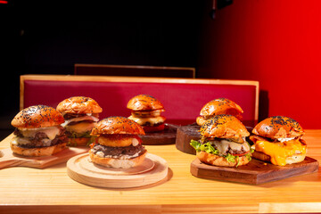 rustic hamburger with black background